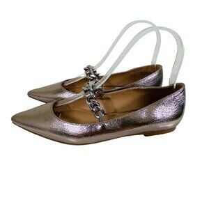 Steve Madden Pointed Toe Loafer Flats Faux‎ Leather Womens 6 M Rose Gold Party